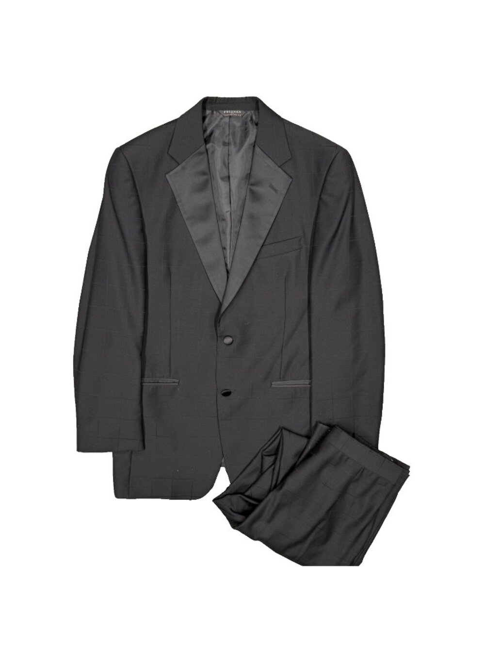 Coppley Tuxedo Windowpane Black Silk Trim Wool Canada "Mega" 38R 34x31